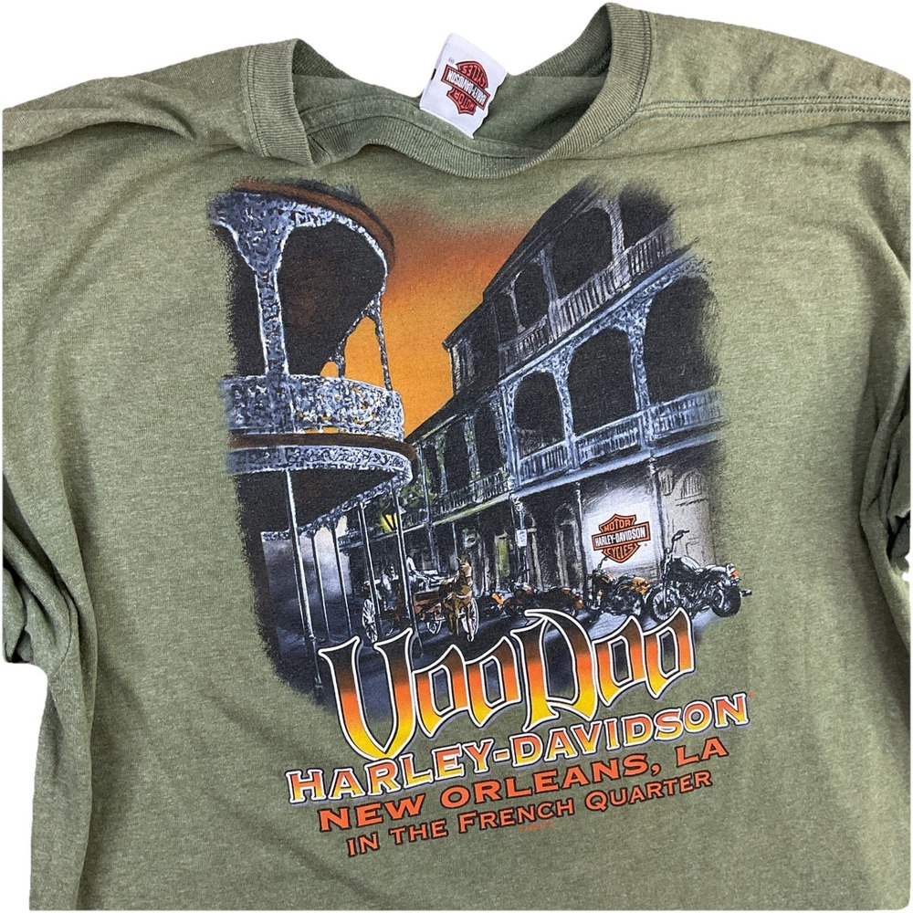 Harley Davidson T-Shirt Voodoo New Orleans LA French Quarter Y2K Skull Wings L